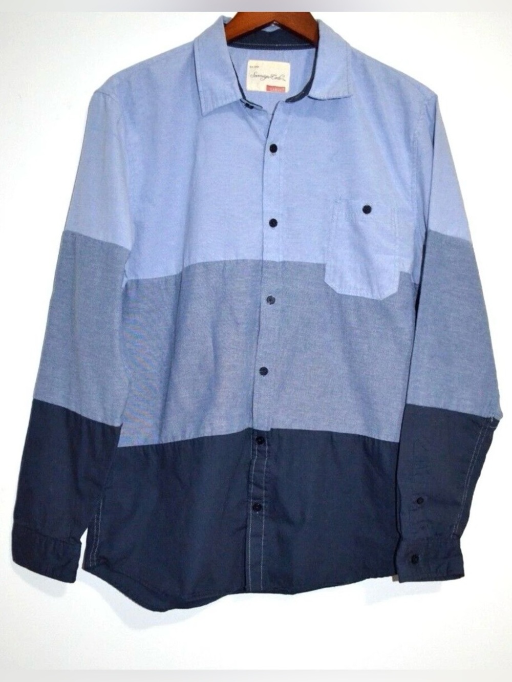 Sovereign Code Men’s Shirt L Color Block Blue Long Sleeve Casual
